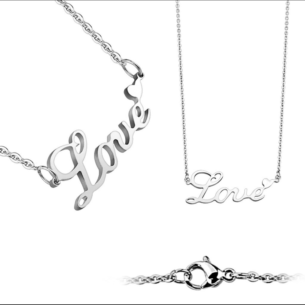 Love lettering with heart necklace